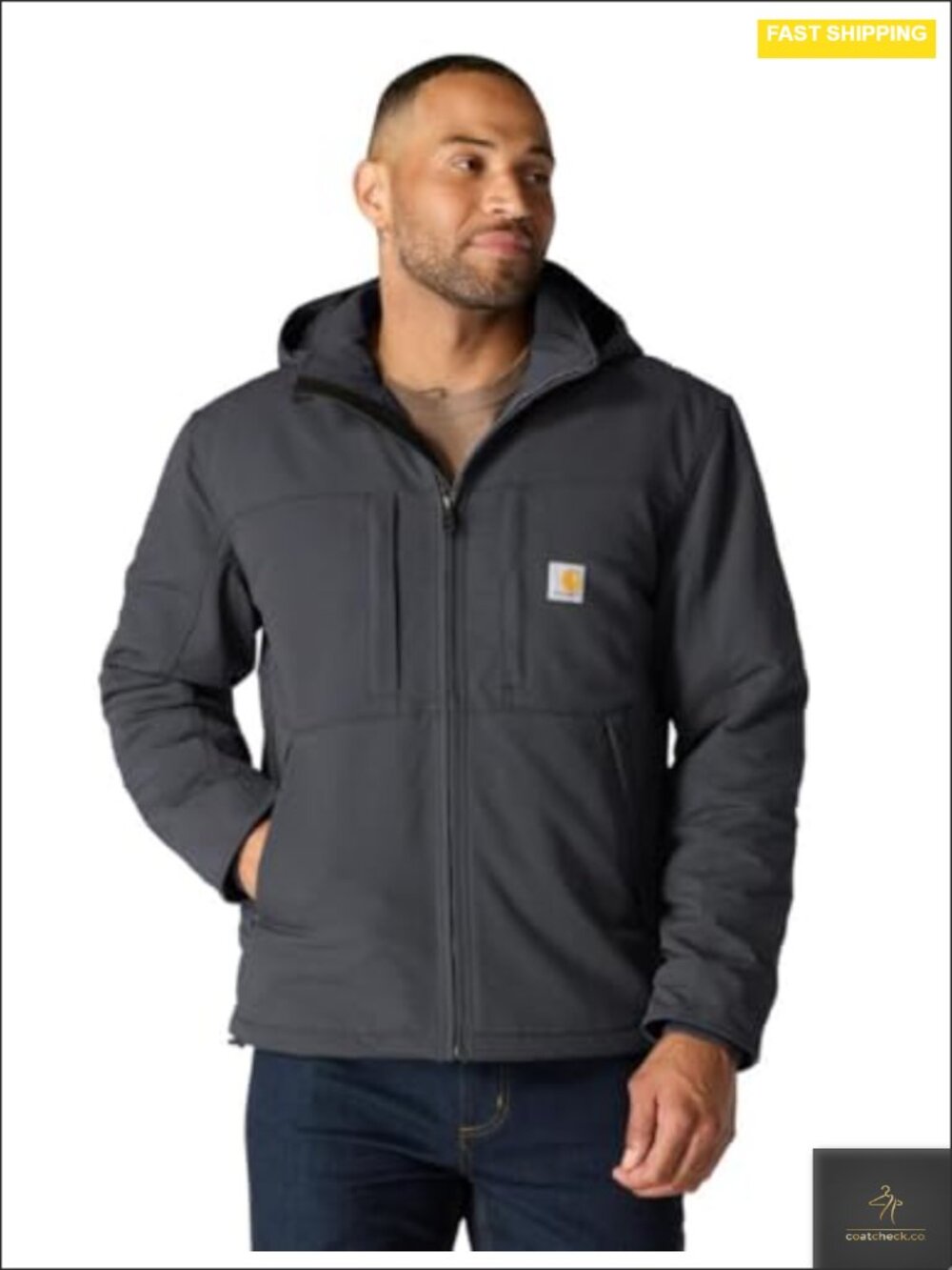 Men's Insulated Anorak Work Jacket with Stretch - Windproof